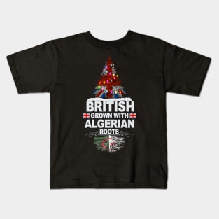 British Grown With Algerian Roots - Gift for Algerian With Roots From Algeria Kids T-Shirt